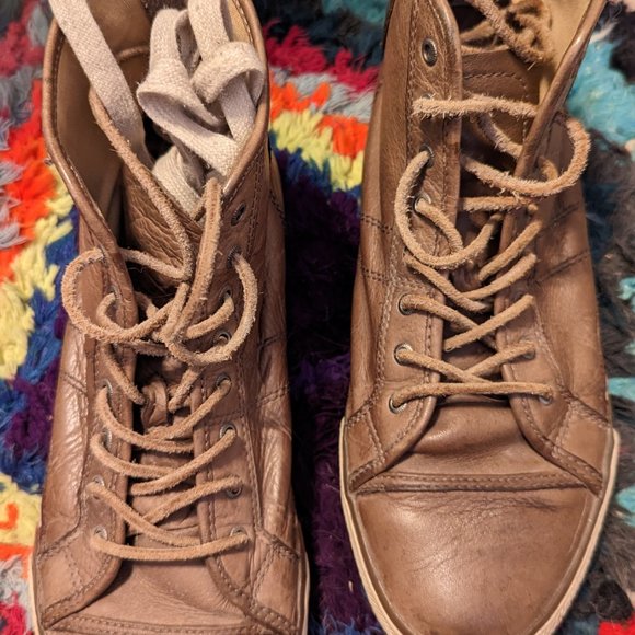 Frye Greene Leather Back-Zip High-Top Sneakers W9 - Picture 2 of 7